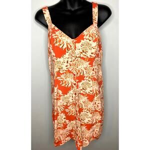 Obey Worldwide Women's Small Salmon Floral Sleeveless Button Dress